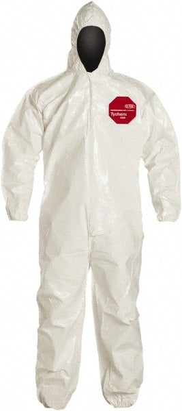 Disposable Coveralls: Abrasion Protection, Size X-Large, 3.6000 oz, Tychem 4000, Zipper Closure