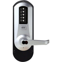 Lever Locksets; Lockset Type: Rim Exit Trim with Keypad; Key Type: Less Core; Back Set: 2-3/4; Cylinder Type: Less Core; Material: Metal; Door Thickness: 1 3/8 - 1 3/4; Finish: Satin Chrome