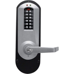 Lever Locksets; Lockset Type: Rim Exit Trim with Keypad; Key Type: Schlage C; Back Set: 2-3/4; Cylinder Type: Schlage C Keyway; Material: Metal; Door Thickness: 1 3/8 - 1 3/4; Finish: Satin Chrome