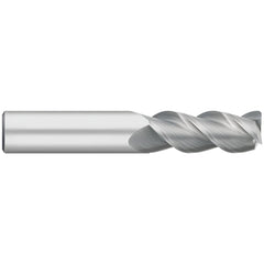 Corner Radius End Mill: 1/4" Dia, 1/2" LOC, 1.00 mm Radius, 3 Flute, Solid Carbide