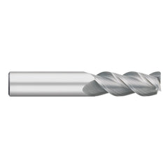 Corner Radius End Mill: 1/8" Dia, 1/2" LOC, 0.0100" Radius, 3 Flute, Solid Carbide