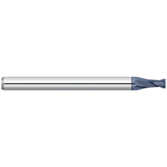 Corner Radius End Mill: 0.9 mm Dia, 0.053" LOC, 0.0050" Radius, 2 Flute, Solid Carbide