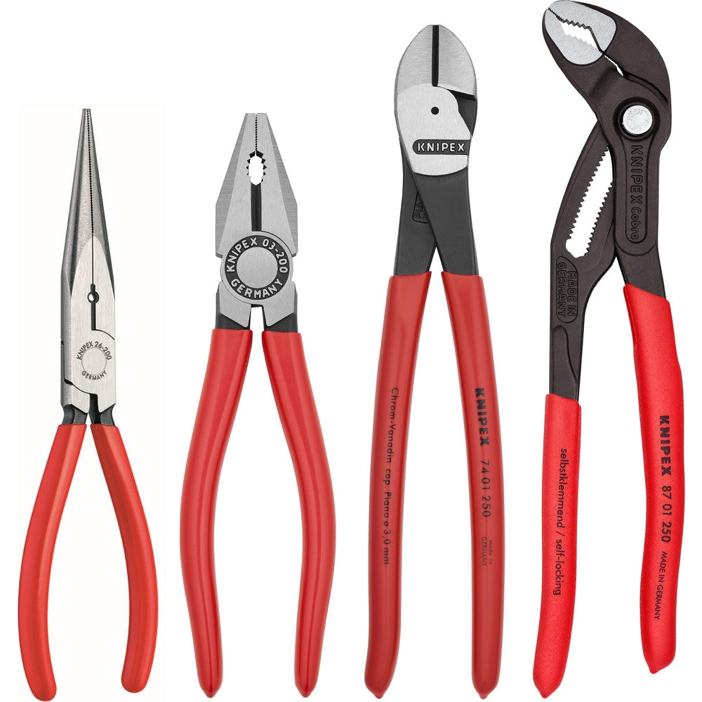 Plier Sets; Plier Type Included: Long Nose Pliers, Combination Pliers, High Leverage Diagonal Cutter, Cobra Water Pump Pliers; Container Type: None; Handle Material: Plastic, Non-Slip Plastic; Includes: 03 01 200, 74 01 250, 26 11 200 S1, 87 01 250; Insu