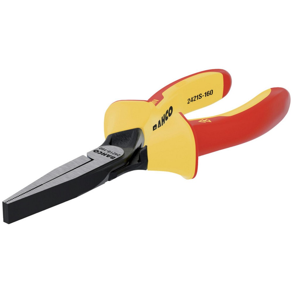 Long Nose Pliers; Pliers Type: 1000V Insulated Flat Nose Pliers; Jaw Texture: Serrated; Jaw Length (Inch): 1-15/32; Jaw Width (Inch): 21/32