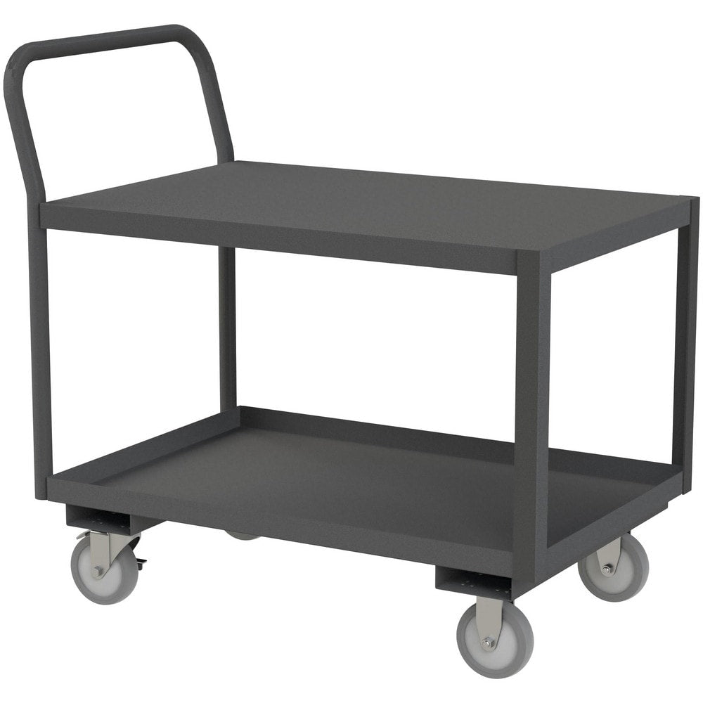 Low Deck Utility Cart: 24-1/4" Long, 24-1/4" Wide, Steel, 1200 lb Capacity, Gray