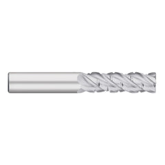 Roughing End Mill: 5/16" Dia, 4 Flute, Medium Pitch, 0.0200" Corner Radius, Single End, Solid Carbide