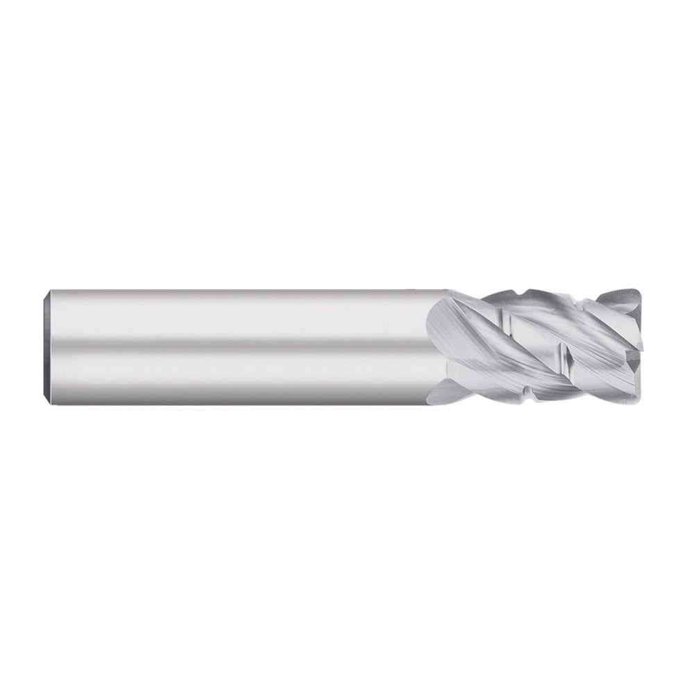 Roughing End Mill: 3/8" Dia, 4 Flute, Medium Pitch, 0.0200" Corner Radius, Single End, Solid Carbide