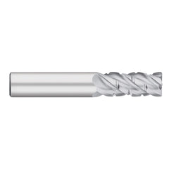 Corner Radius End Mill: 1" Dia, 1-5/8" LOC, 0.0000" Radius, 4 Flute, Solid Carbide