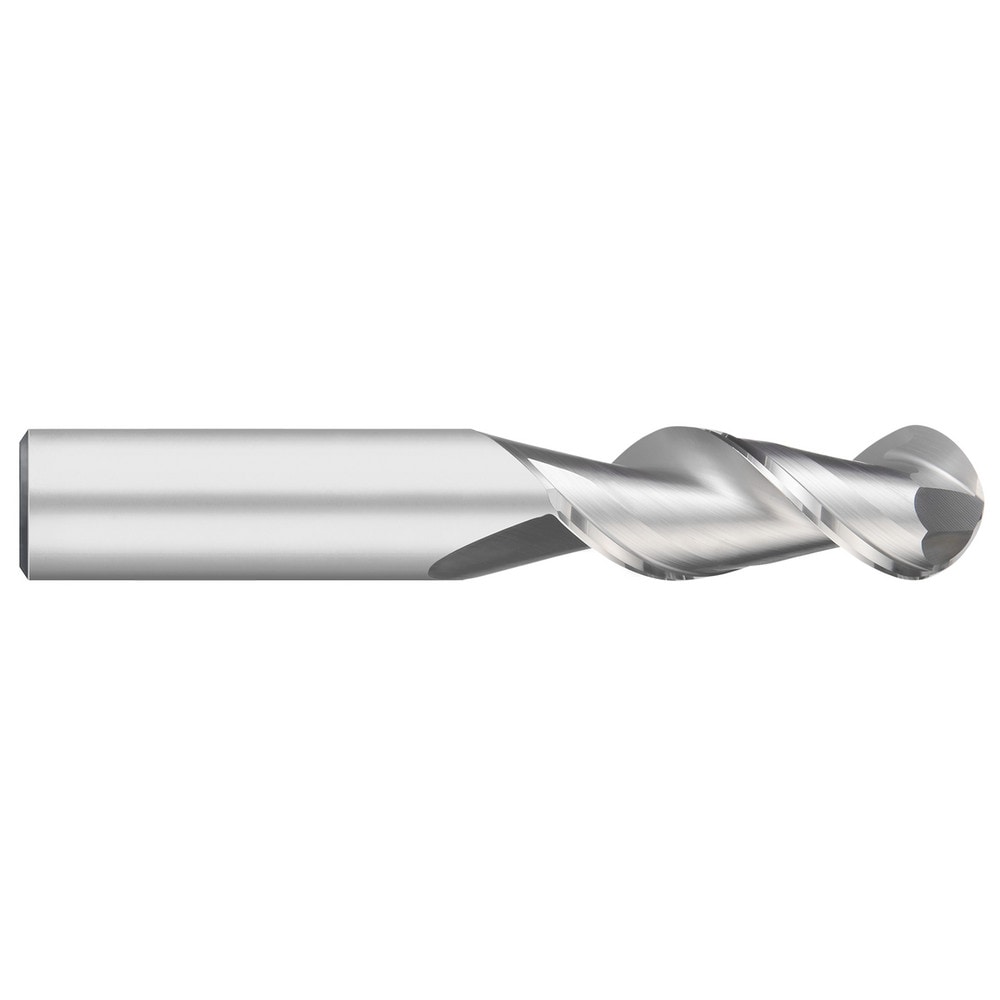 Ball End Mill: 1/8" Dia, 3/4" LOC, 2 Flute, Solid Carbide