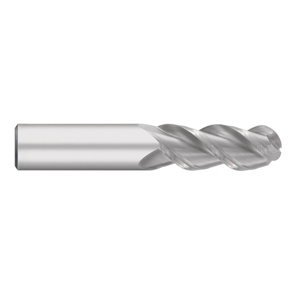 Ball End Mill: 3/16" Dia, 3/4" LOC, 3 Flute, Solid Carbide