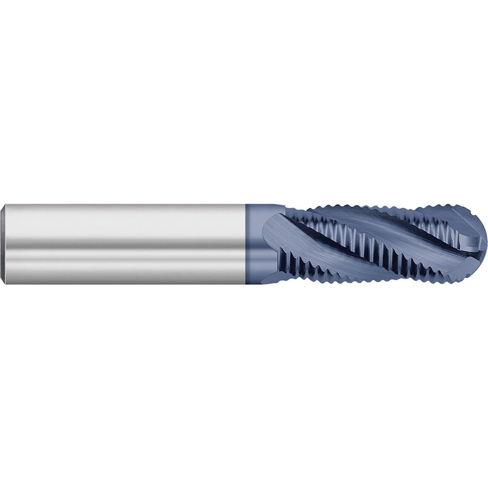 Roughing End Mill: 1/4" Dia, 4 Flute, Fine Pitch, Single End, Solid Carbide