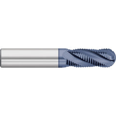 Roughing End Mill: 1/4" Dia, 4 Flute, Fine Pitch, Single End, Solid Carbide