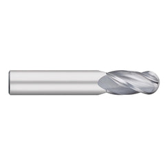 Ball End Mill: 3/8" Dia, 1" LOC, 4 Flute, Solid Carbide