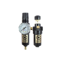 FRL Combination Unit: 1/4 NPT, Miniature, 2 Pc Filter/Regulator-Lubricator with Pressure Gauge