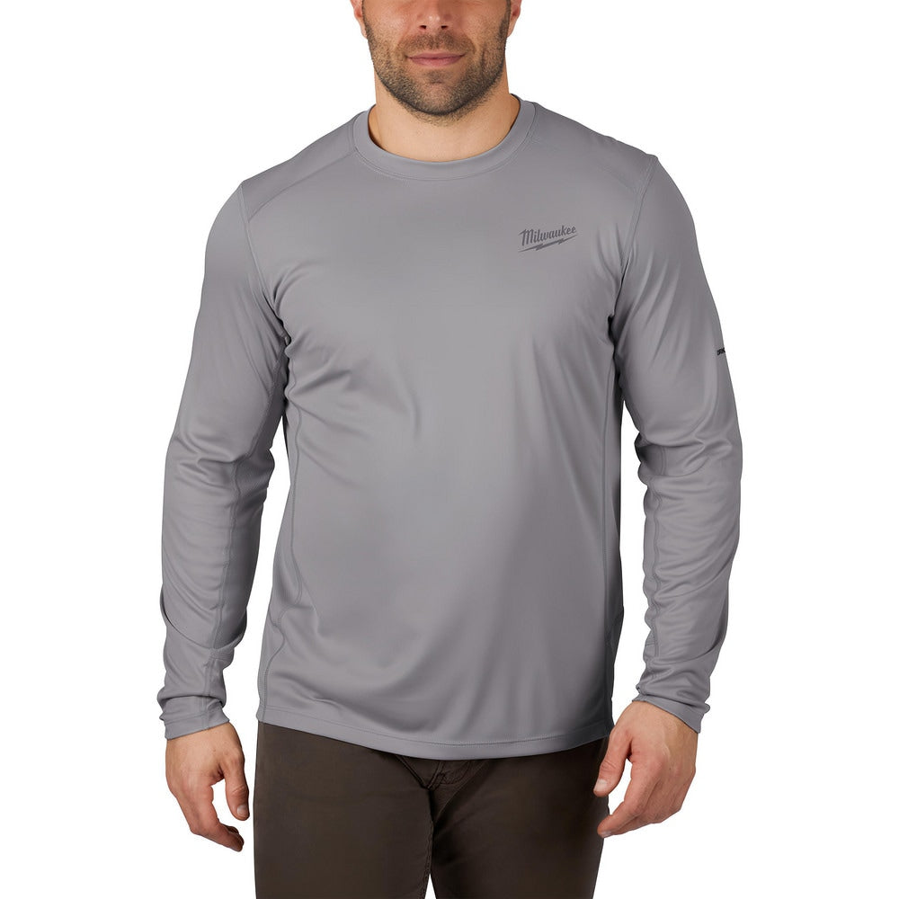 Work Shirt: General Purpose, Long Sleeve, Large, Polyester, Gray