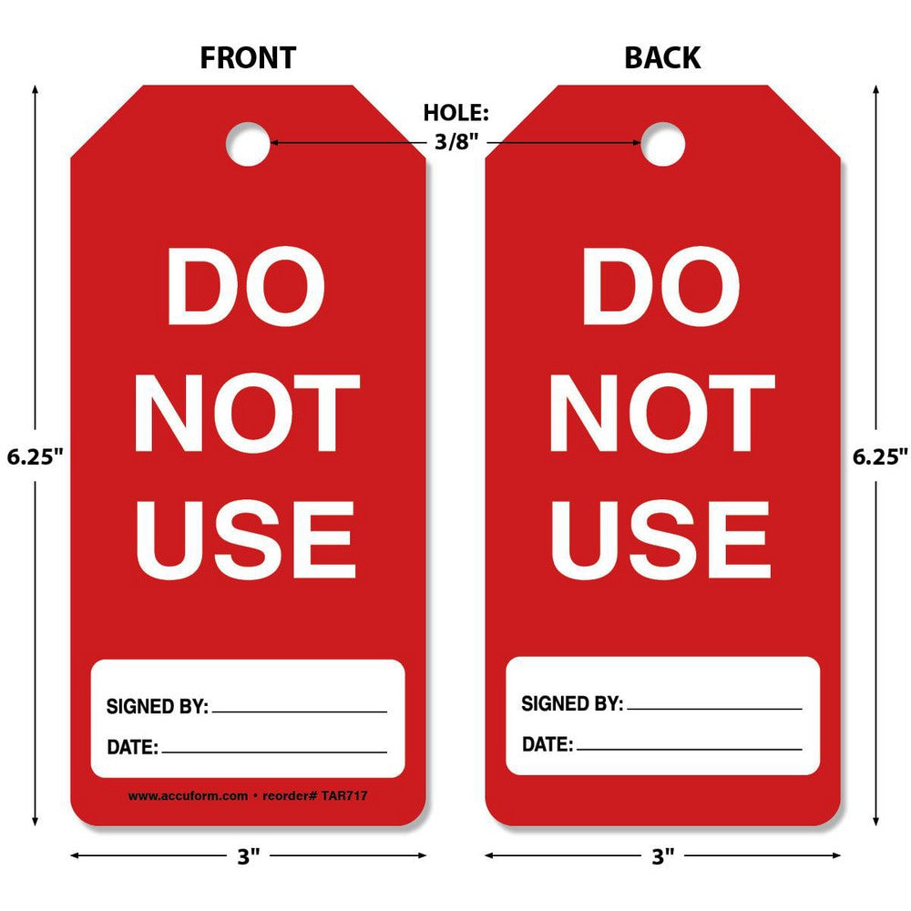 Accident Prevention Tag: Rectangle, 6-1/4" High, Synthetic Paper, "Blank"