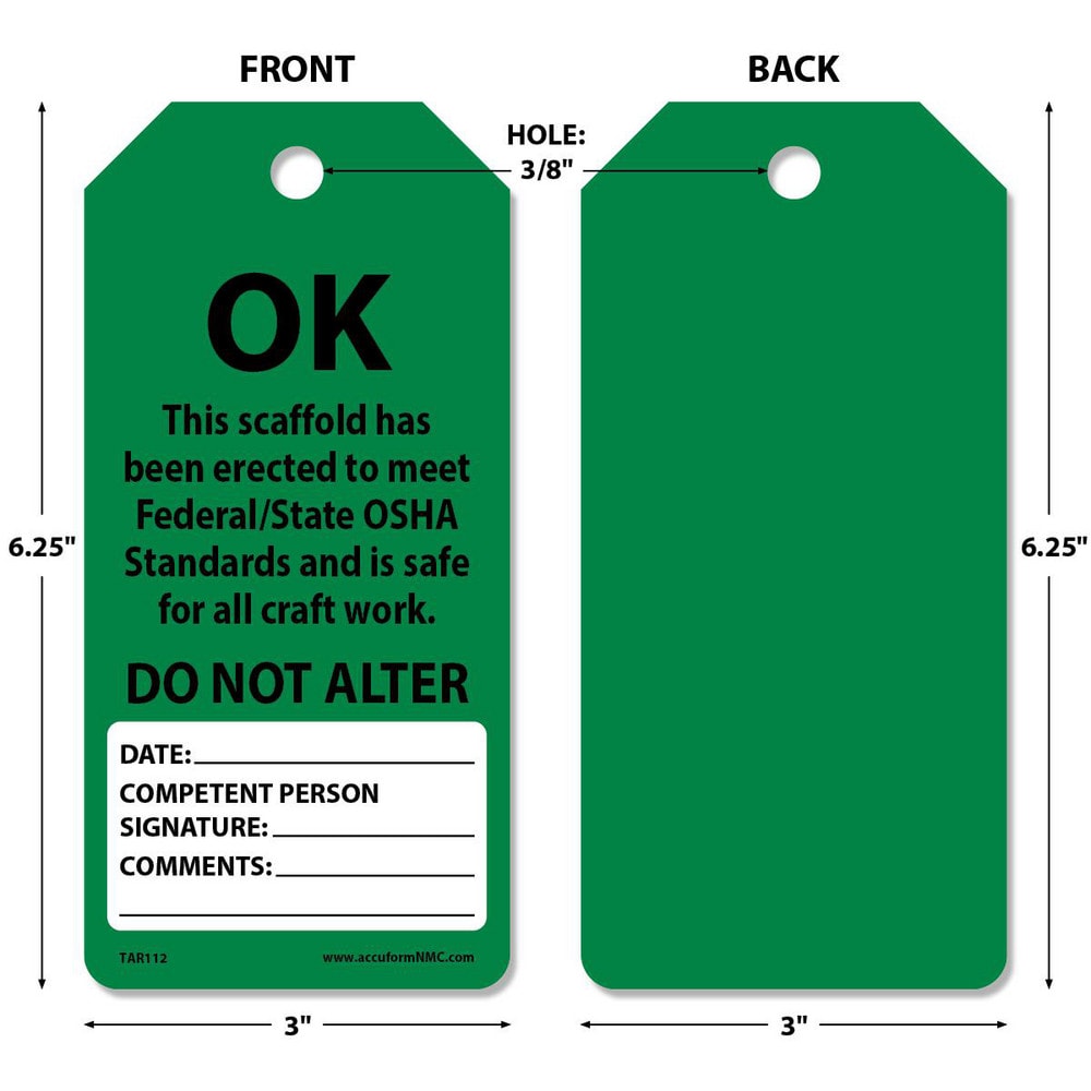 Accident Prevention Tag: Rectangle, 6-1/4" High, Synthetic Paper, "Blank"