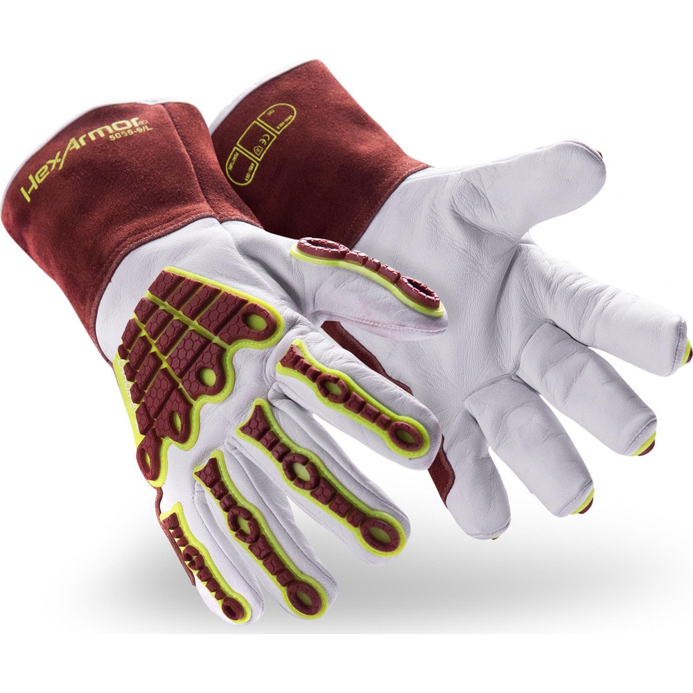 Welding Gloves: HeatArmor&trade; Size Medium, Goatskin Leather, Pair, for MIG