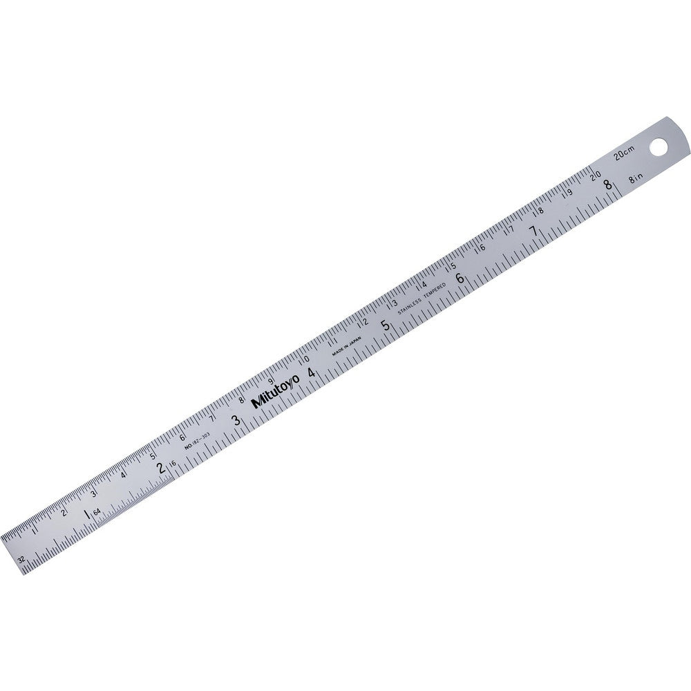 Steel Rules; Material: Stainless Steel; Length (Inch): 7; Graduation: 1.00; Graduation (Inch): 1/16, 1/64, 1/32; Tip Style: Flat; Color: Silver