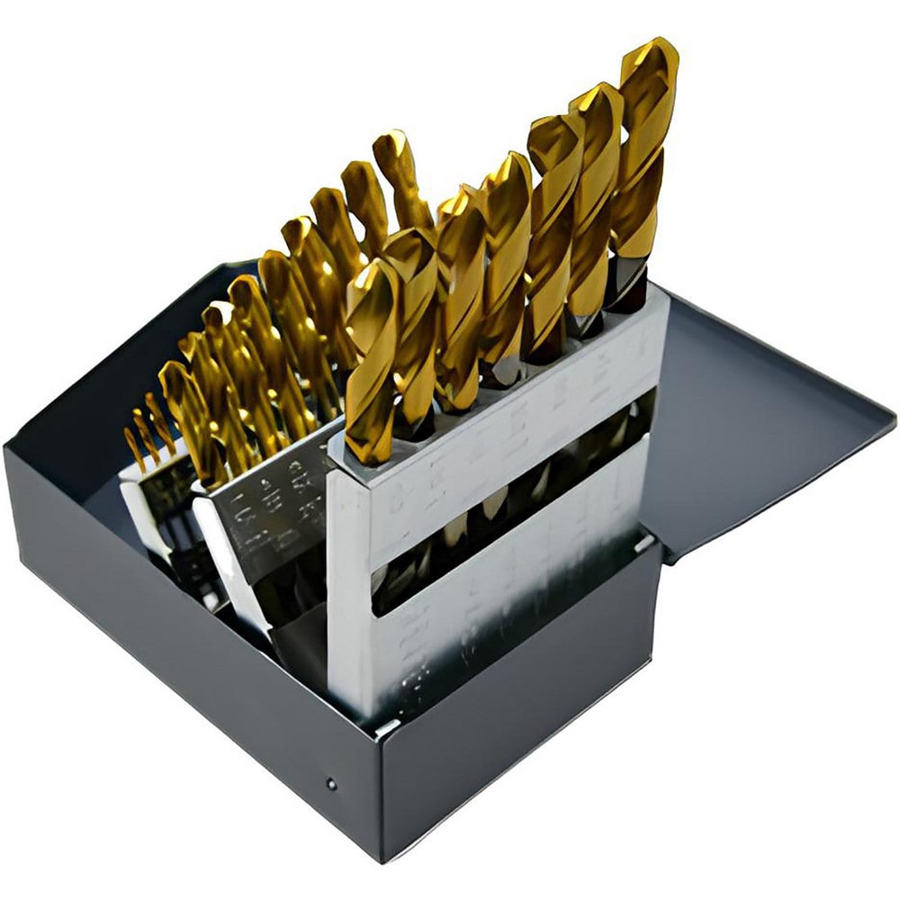 15PC 135¬∞ HS-CO HD Jobber Lgth Drill TiN-Tipped Set