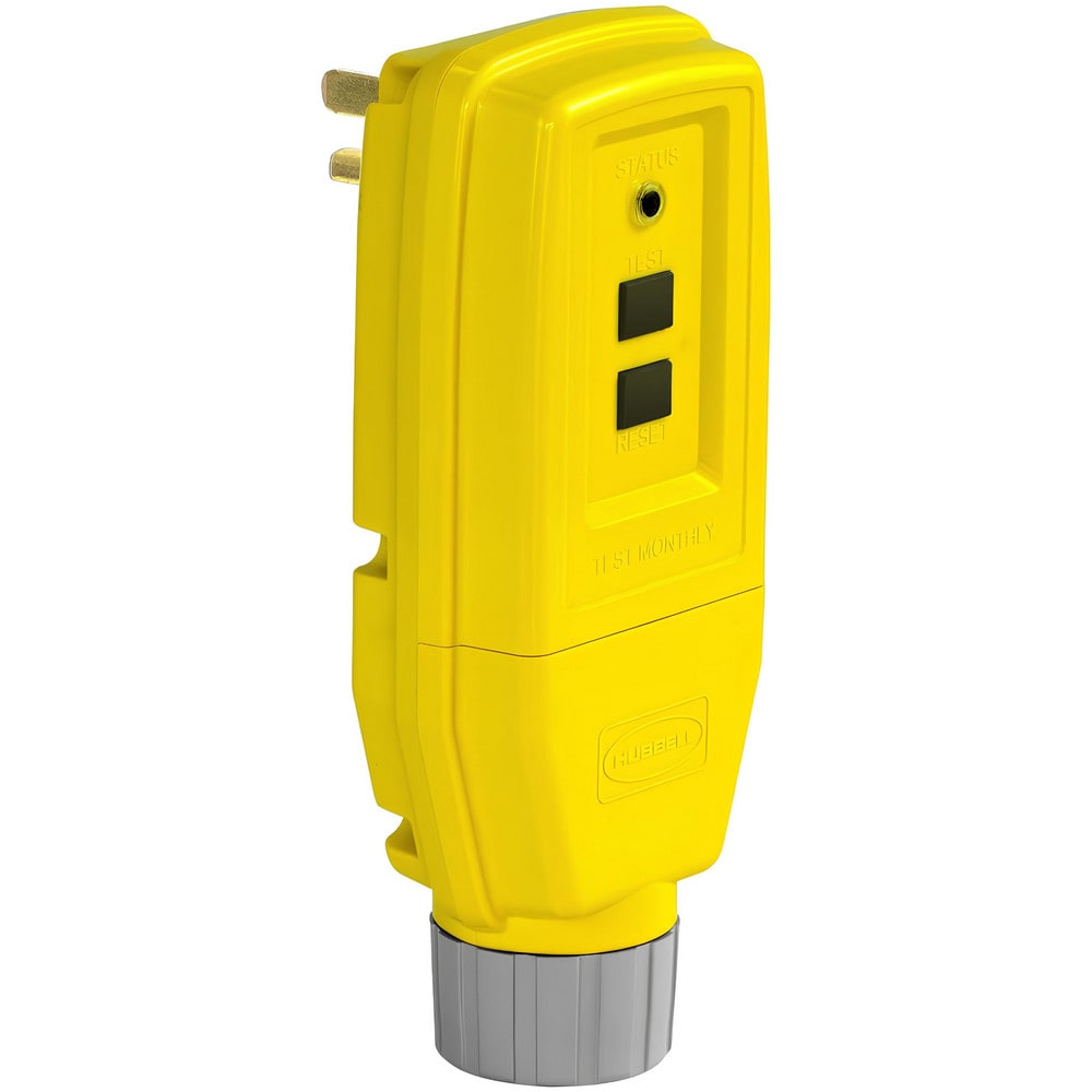 Electrical Outlet Adapters; Adapter Type: GFCI Plug; Amperage: 15 A; Voltage: 125 V; Adapter Color: Yellow; Overall Length: 4.95 in; End Type: Plug