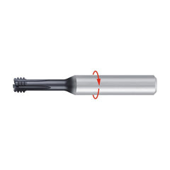 Helical Flute Thread Mill: M8x1.25, 4 Flute, 8.00 mm Shank Dia, Solid Carbide