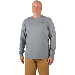 Work Shirt: Lightweight, Breathable & UV Protection, Long Sleeve, X-Large, Cotton & Polyester, Gray, 0 Pocket