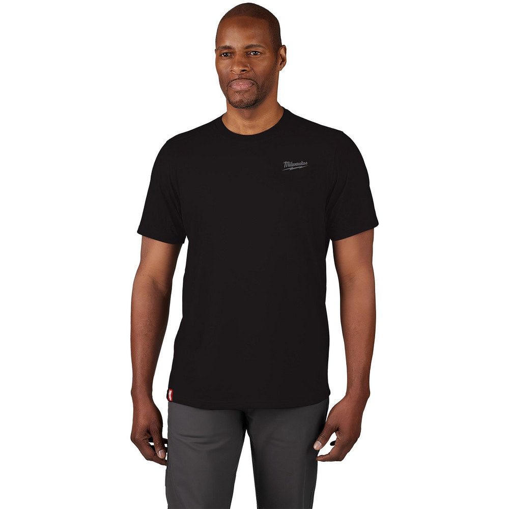 Work Shirt: Lightweight, Breathable & UV Protection, Short Sleeve, X-Large, Cotton & Polyester, Black, 0 Pocket