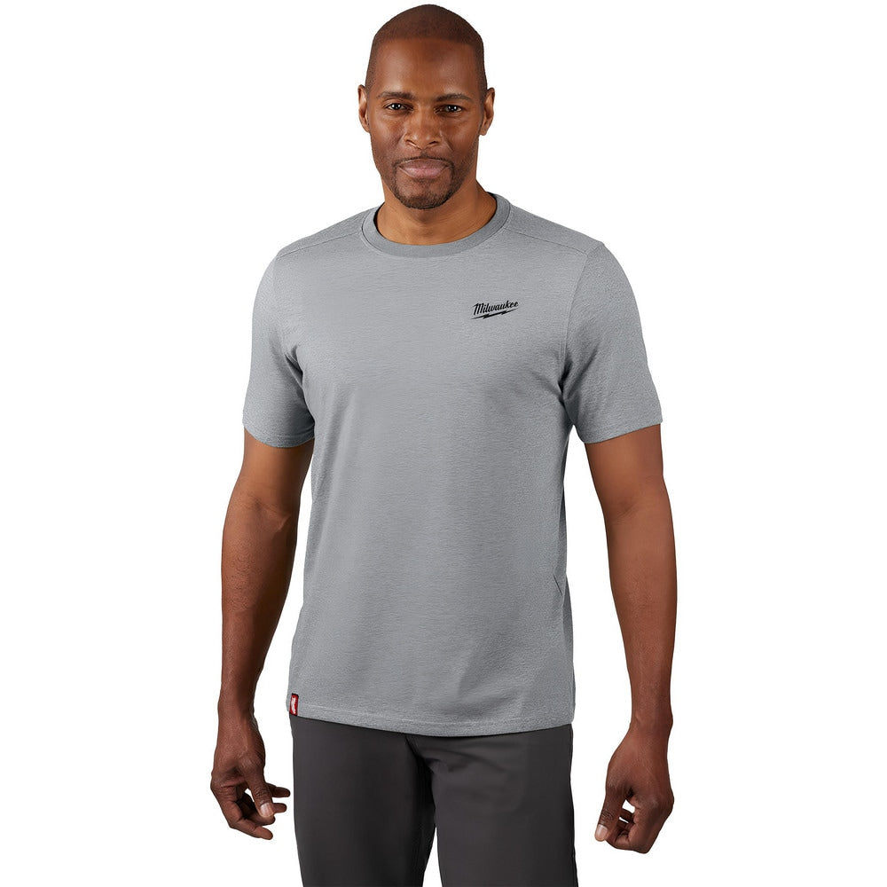 Work Shirt: Lightweight, Breathable & UV Protection, Short Sleeve, Large, Cotton & Polyester, Gray, 0 Pocket