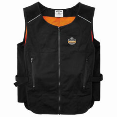 Cooling Vests; Cooling Technology: Phase Change Vest; Breakaway: No; Expandable: No; Size: 2X-Large, 3X-Large; Color: Black; Maximum Cooling Time (Hours): 2; Material: Poly-Cotton; Activation Method: Cooling Inserts; Closure Type: Zipper