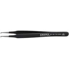 Tweezers; Tweezer Type: ESD Safe; Pattern: Smooth Pointed Tip and Serrated Bent Tip; Material: Stainless Steel; Tip Type: Angled; Tip Shape: Pointed; Overall Length (Inch): 4-3/4; Grip Style: Smooth