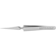 Tweezers; Tweezer Type: Fine Point; Pattern: Smooth Pointed Tip and Serrated Bent Tip; Material: Stainless Steel; Tip Type: Extra Fine; Tip Shape: Pointed; Overall Length (Inch): 4-3/4; Grip Style: Smooth