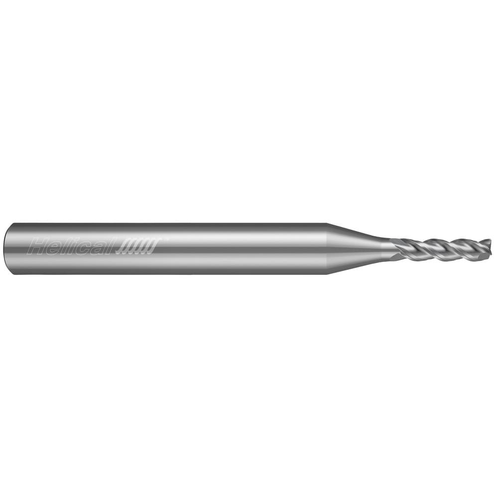 Corner Radius End Mill: 1/16" Dia, 3/16" LOC, 0.0100" Radius, 3 Flute, Solid Carbide