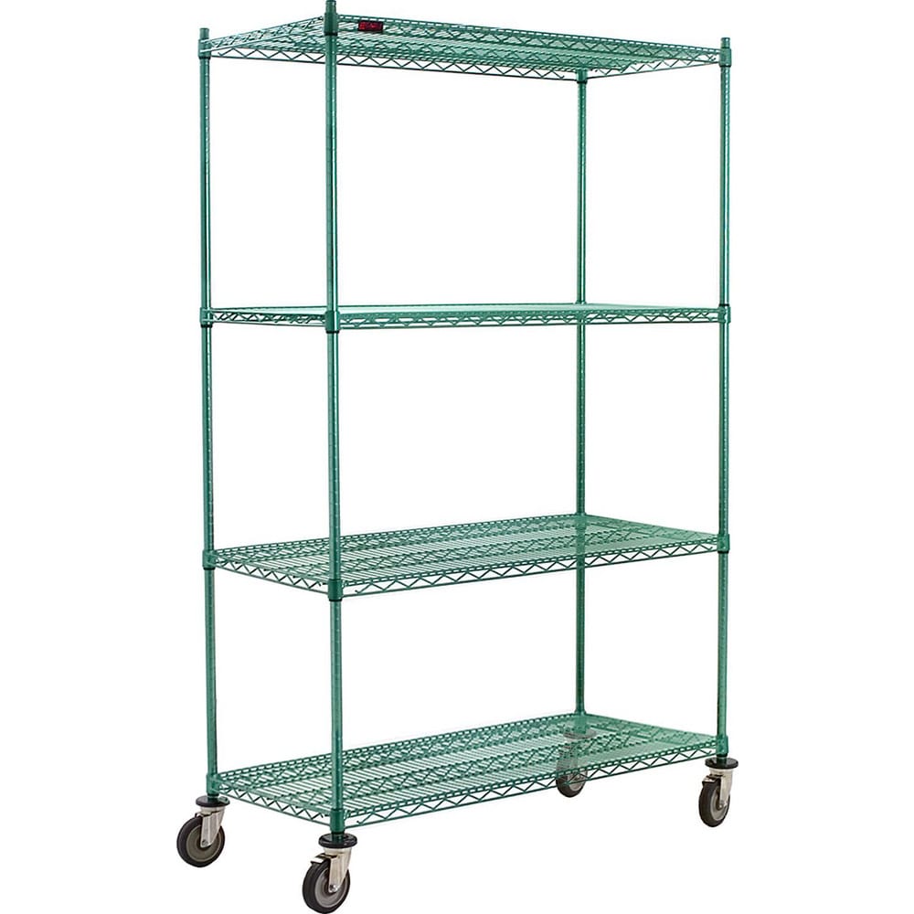 Wire Shelving; Shelving Type: Mobile Wire Shelving; Shelf Type: Adjustable; Adjustment Type: Split Sleeve; Shelf Capacity: 800; Mobility: Mobile; Depth (Inch): 24; Height (Inch): 74; Width (Inch): 48; Wire Shelving Material: Antimicrobial Steel