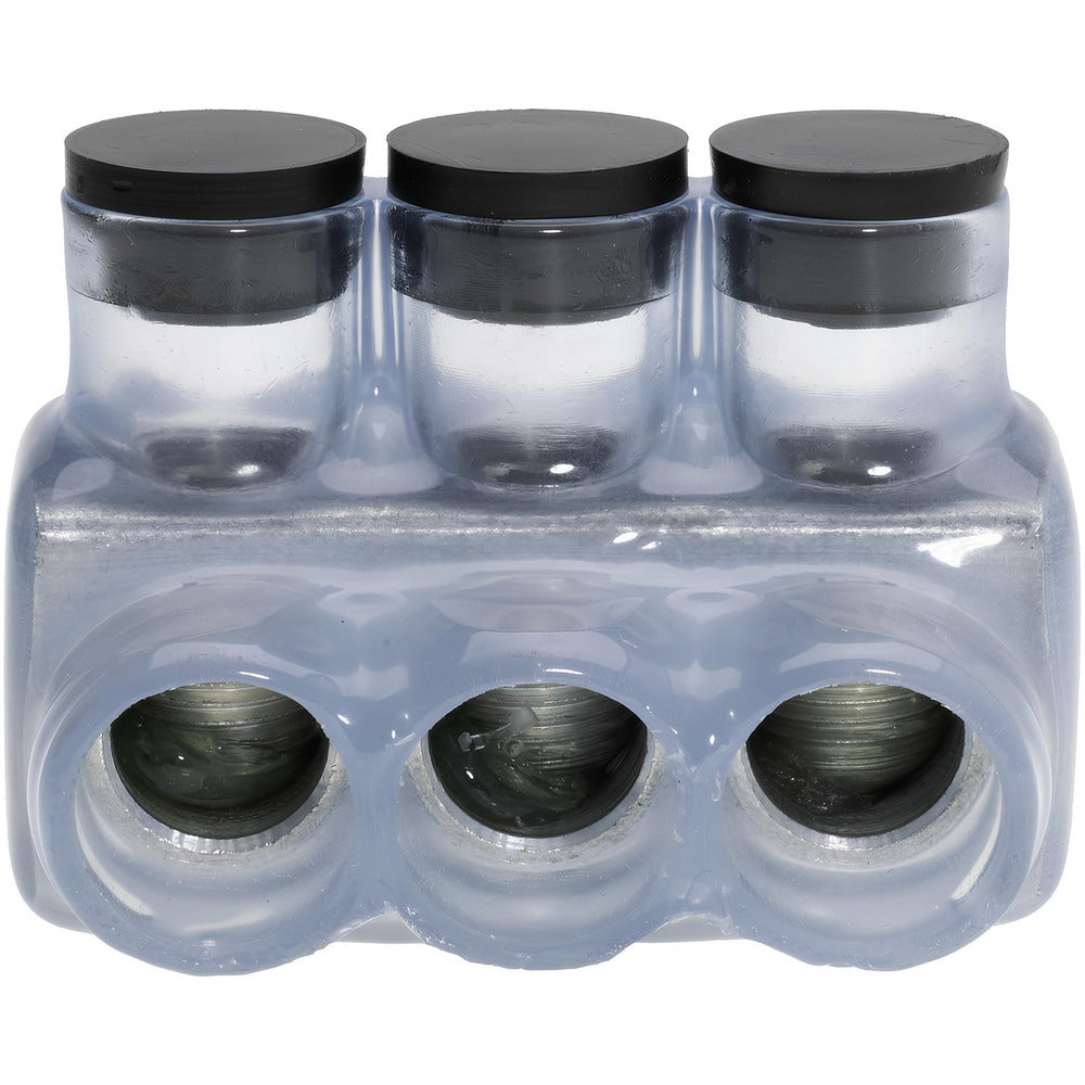 Push In Wire Connectors; Connector Type: Tap; Compatible Wire Size (AWG): 350 kcmil, 6 AWG; Number Of Ports: 3; Overall Length: 3.45; Connector Color: Clear; Overall Width: 2; Overall Length (mm): 3.45; Overall Height: 2.8