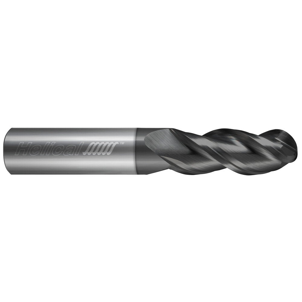 Ball End Mill: 3/8" Dia, 1/2" LOC, 3 Flute, Solid Carbide