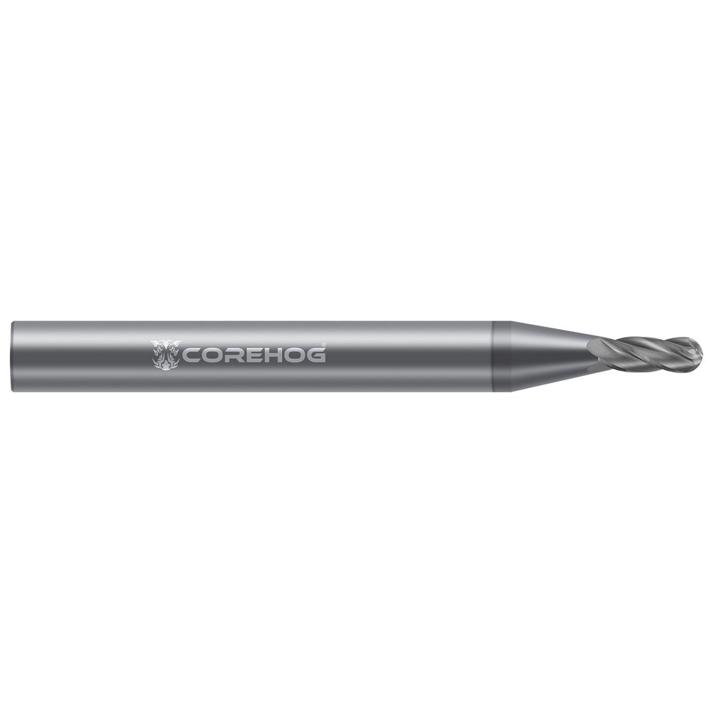 Ball End Mill: 3/32" Dia, 0.2790" LOC, 4 Flute, Solid Carbide