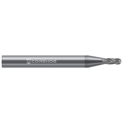 Ball End Mill: 3/16" Dia, 0.5700" LOC, 4 Flute, Solid Carbide