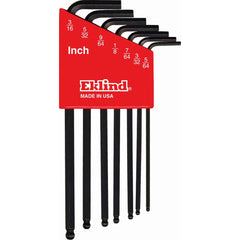 Hex Key Sets; Tool Type: Ball Hex (allen) L-Key Set; Handle Type: Long Arm; Hex Size Range (Inch): 5/64 - 3/16