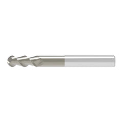 Ball End Mill: 14.00 mm Dia, 15.00 mm LOC, 2 Flute, Solid Carbide