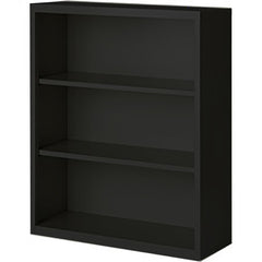 Bookcases; Overall Height: 42; Overall Width: 36; Overall Depth: 18; Material: Steel; Color: Black; Shelf Weight Capacity: 160