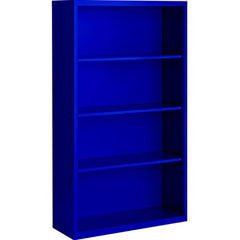 Bookcases; Overall Height: 60; Overall Width: 36; Overall Depth: 13; Material: Steel; Color: Signal Blue; Shelf Weight Capacity: 160