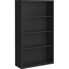 Bookcases; Overall Height: 52; Overall Width: 36; Overall Depth: 18; Material: Steel; Color: Black; Shelf Weight Capacity: 160