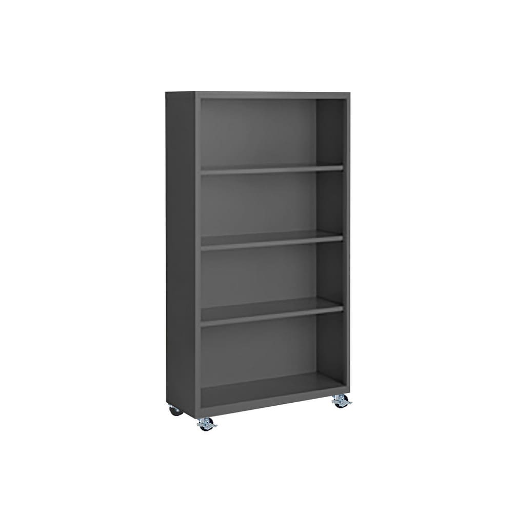 Bookcases; Overall Height: 55; Overall Width: 36; Overall Depth: 13; Material: Steel; Color: Charcoal; Shelf Weight Capacity: 160