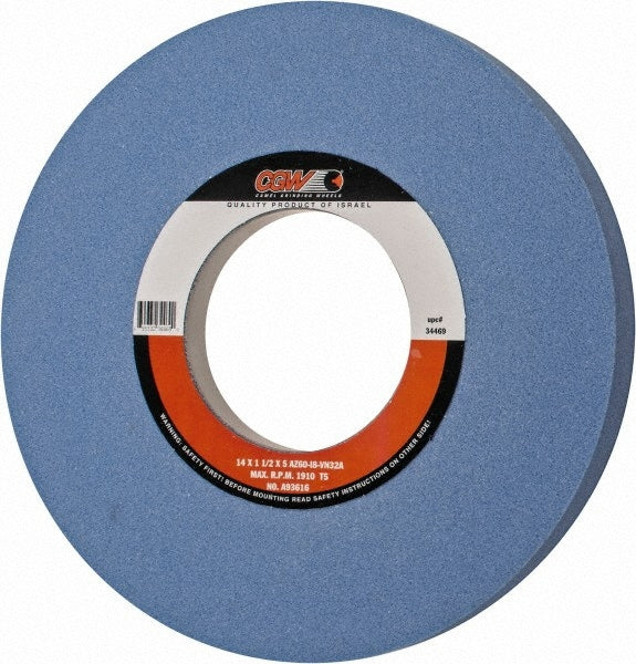 Surface Grinding Wheel: 14" Dia, 1-1/2" Thick, 5" Arbor, 60 Grit