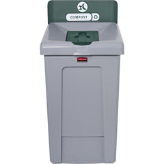 Trash Cans & Recycling Containers; Product Type: Recycling Container; Type: Recycling Station; Container Capacity: 33 gal; Container Shape: Square; Lid Type: Open Lid; Container Material: Resin; Color: Gray, Green; Material: Resin