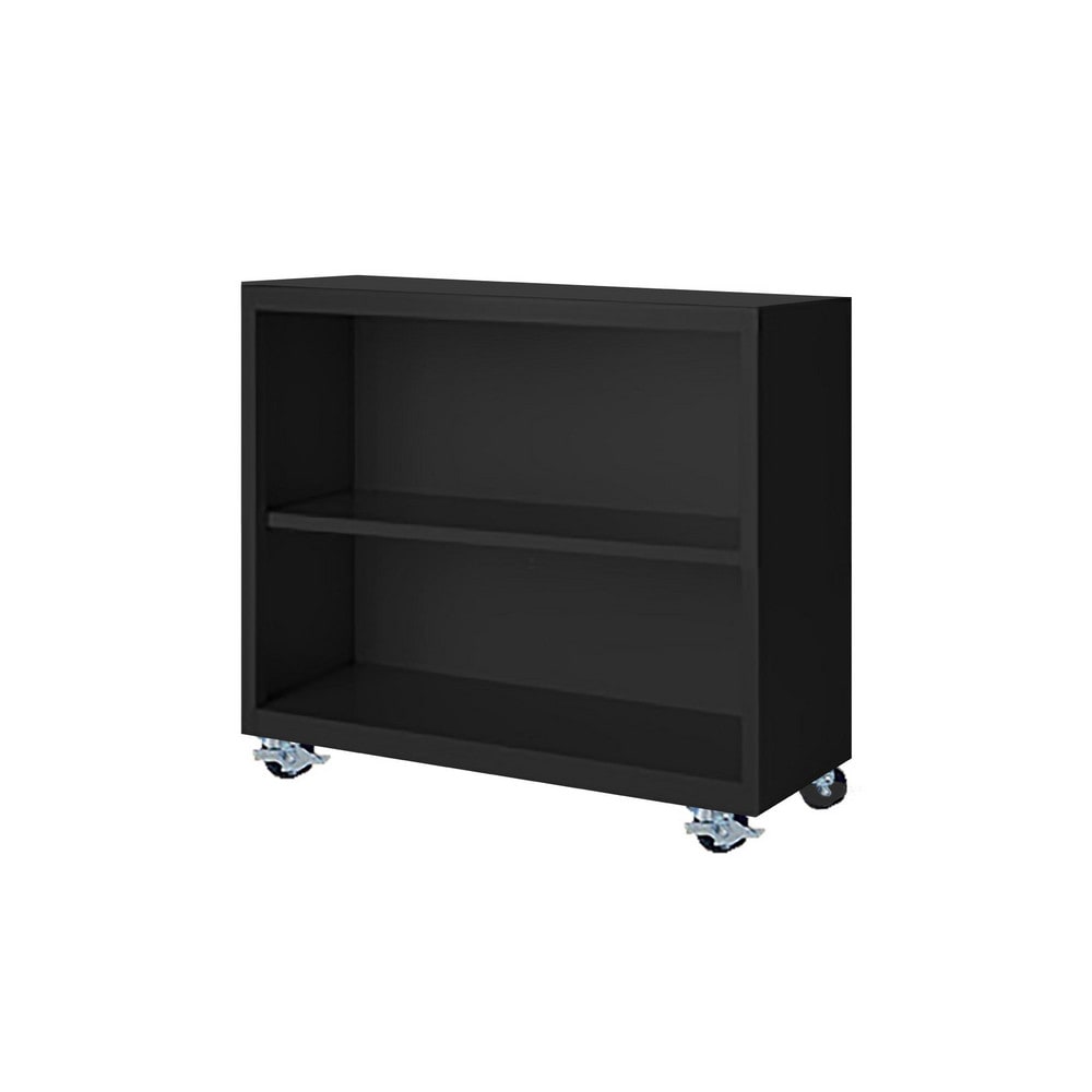 Bookcases; Overall Height: 33; Overall Width: 36; Overall Depth: 13; Material: Steel; Color: Black; Shelf Weight Capacity: 160