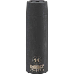 Impact Socket: 1/2" Drive, 14 mm Socket, Hex Drive