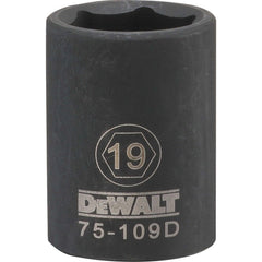 Impact Socket: 1/2" Drive, 19 mm Socket, Hex Drive