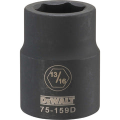 Impact Socket: 3/4" Drive, 13/16" Socket, Hex Drive